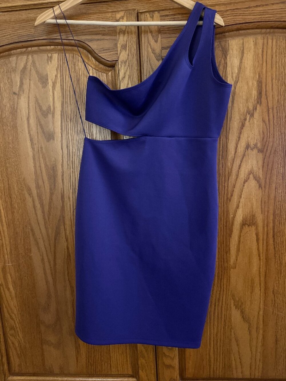 One-Shoulder Cutout Bodycon Dress in Royal Blue